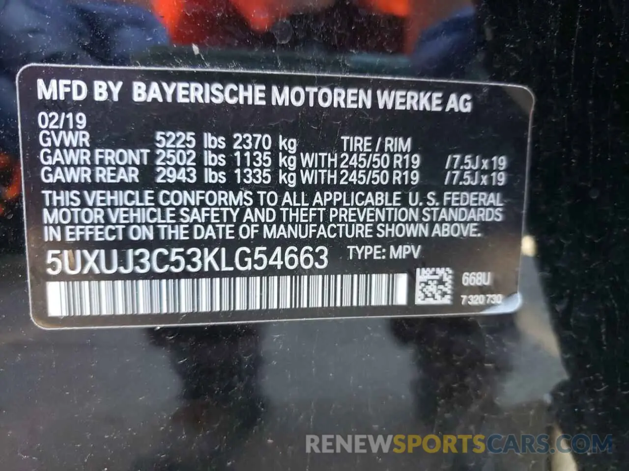 10 Photograph of a damaged car 5UXUJ3C53KLG54663 BMW X4 2019