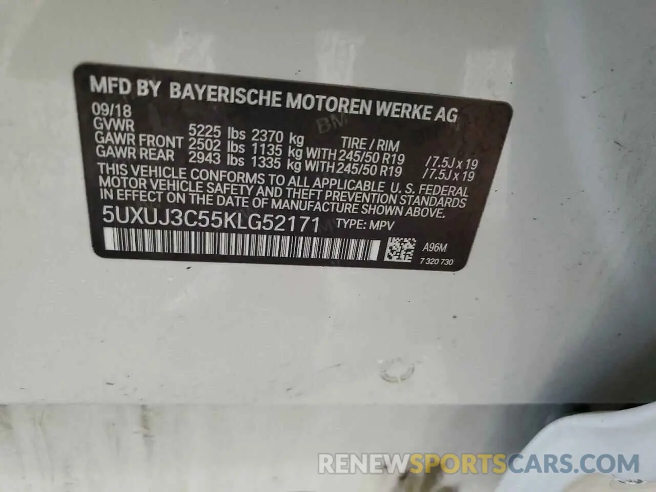 14 Photograph of a damaged car 5UXUJ3C55KLG52171 BMW X4 2019