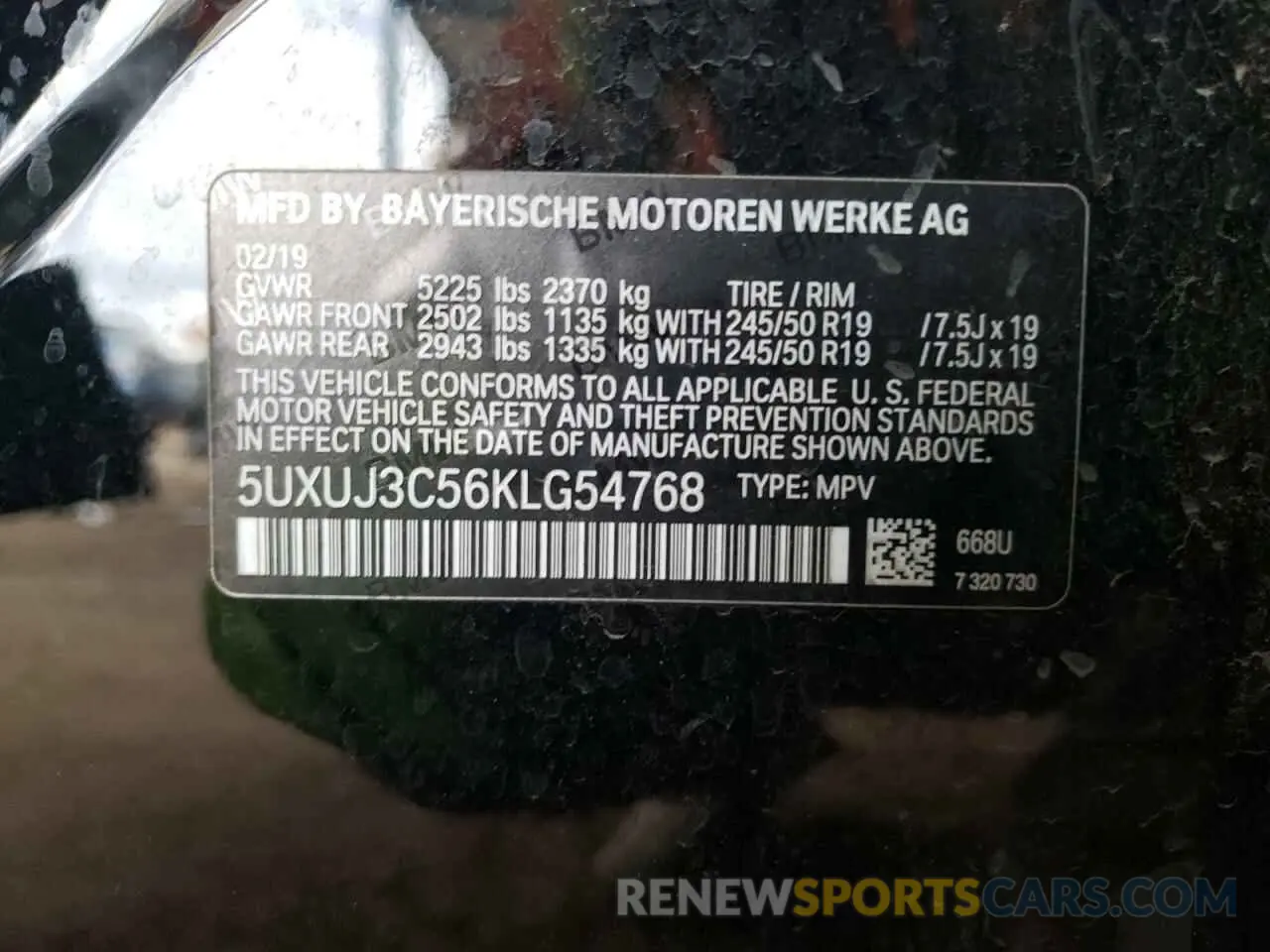 13 Photograph of a damaged car 5UXUJ3C56KLG54768 BMW X4 2019