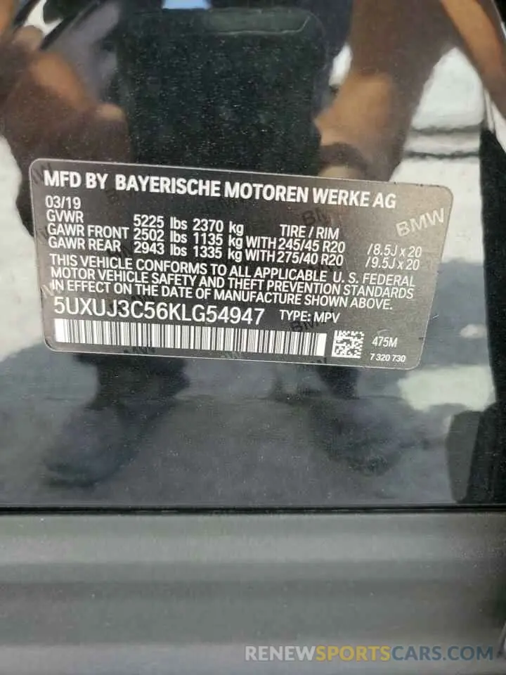 13 Photograph of a damaged car 5UXUJ3C56KLG54947 BMW X4 2019