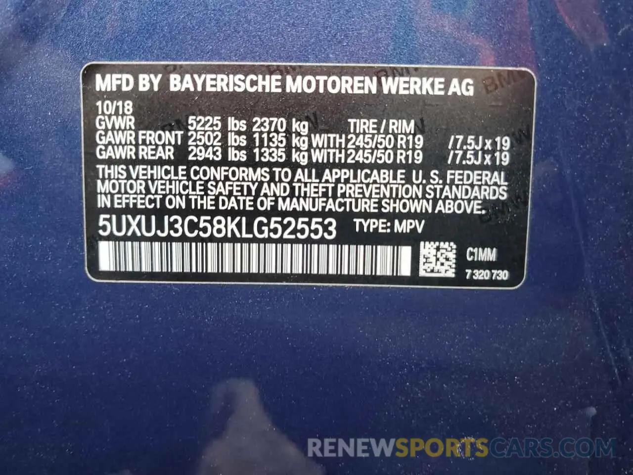 14 Photograph of a damaged car 5UXUJ3C58KLG52553 BMW X4 2019