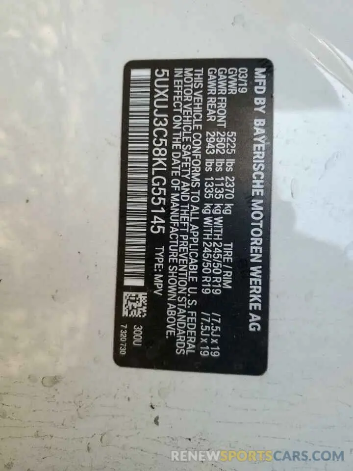 13 Photograph of a damaged car 5UXUJ3C58KLG55145 BMW X4 2019
