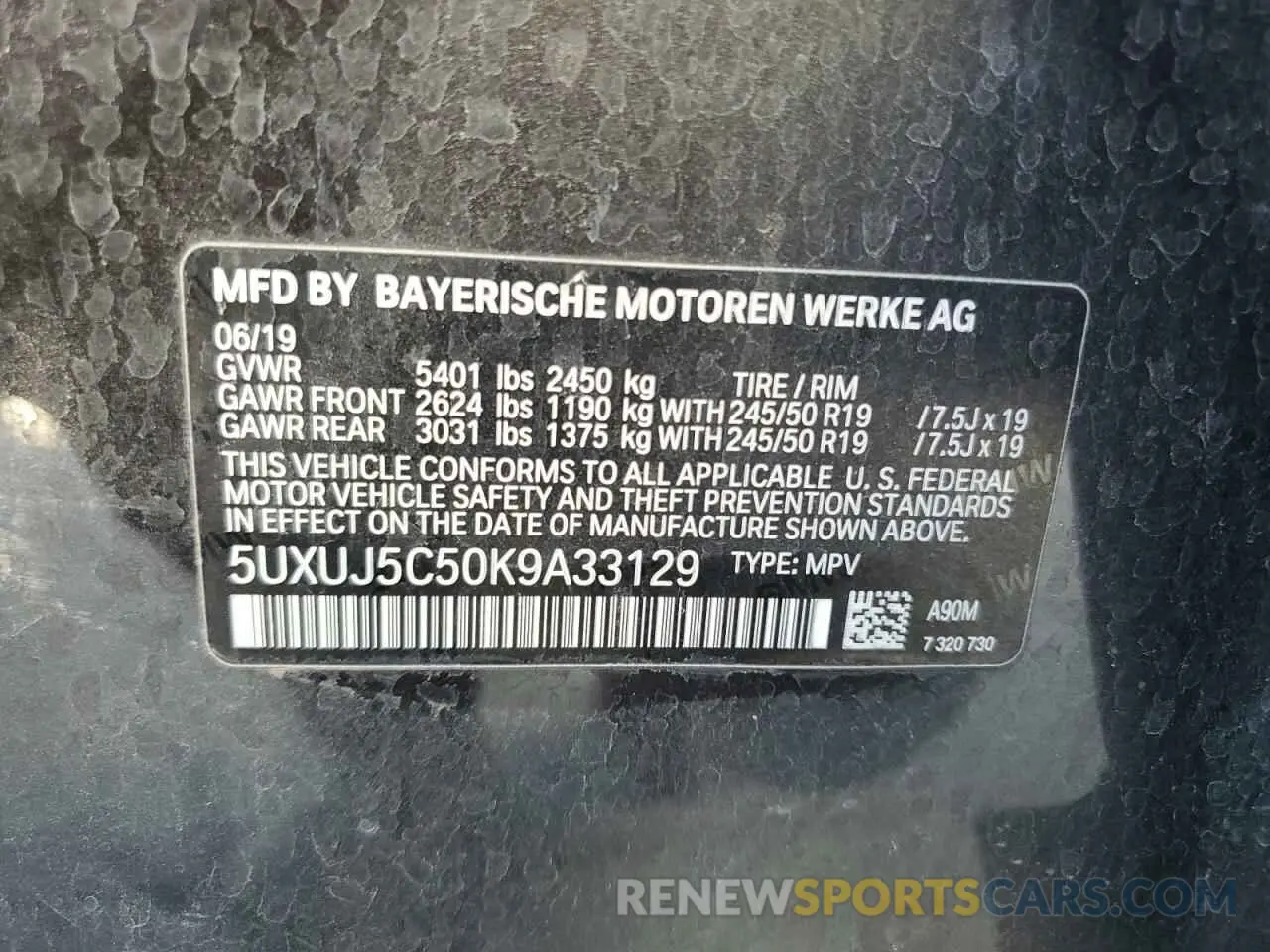 12 Photograph of a damaged car 5UXUJ5C50K9A33129 BMW X4 2019