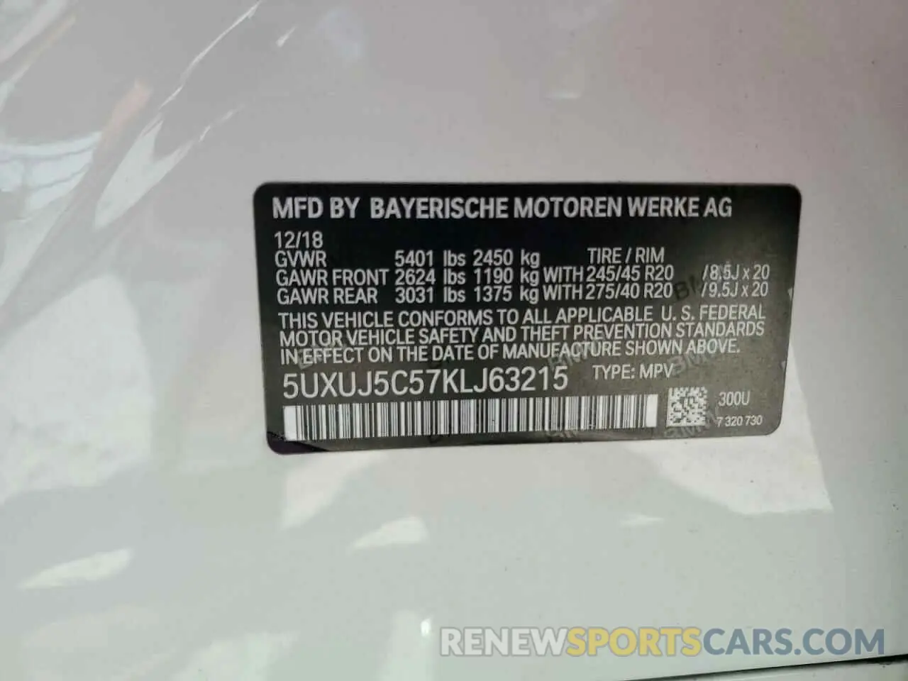 13 Photograph of a damaged car 5UXUJ5C57KLJ63215 BMW X4 2019