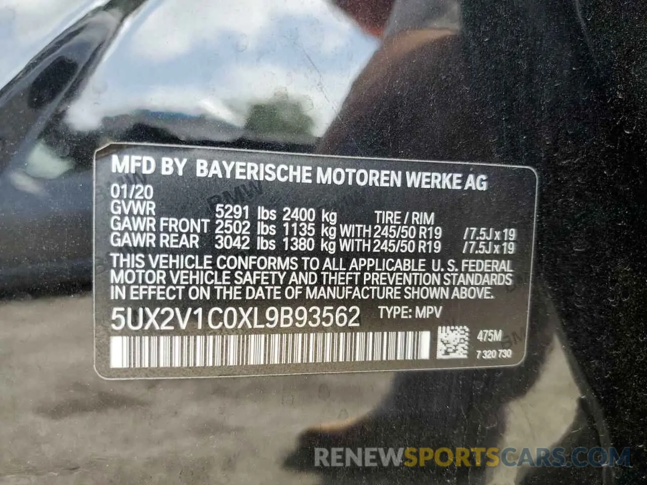 14 Photograph of a damaged car 5UX2V1C0XL9B93562 BMW X4 2020