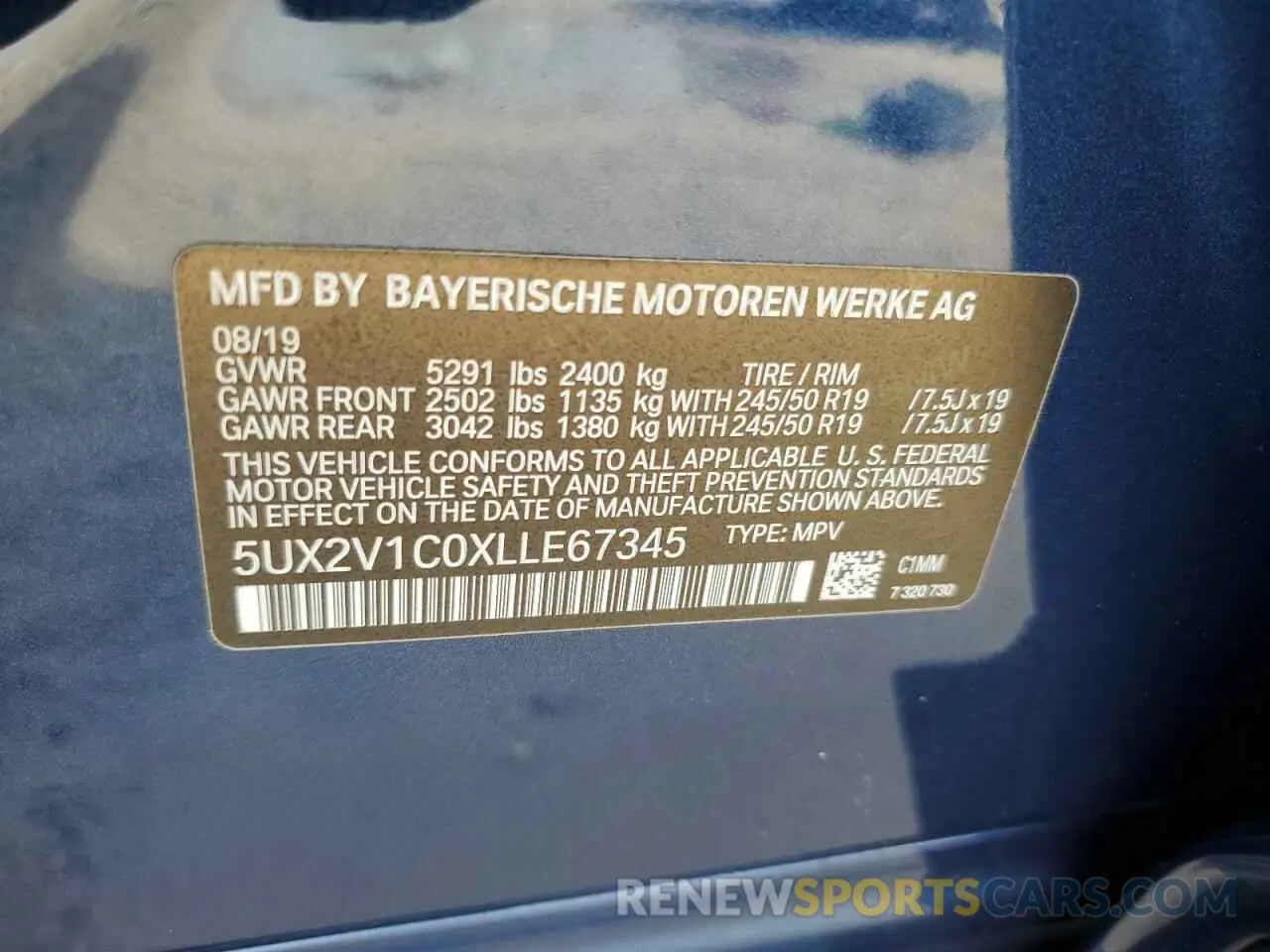 14 Photograph of a damaged car 5UX2V1C0XLLE67345 BMW X4 2020