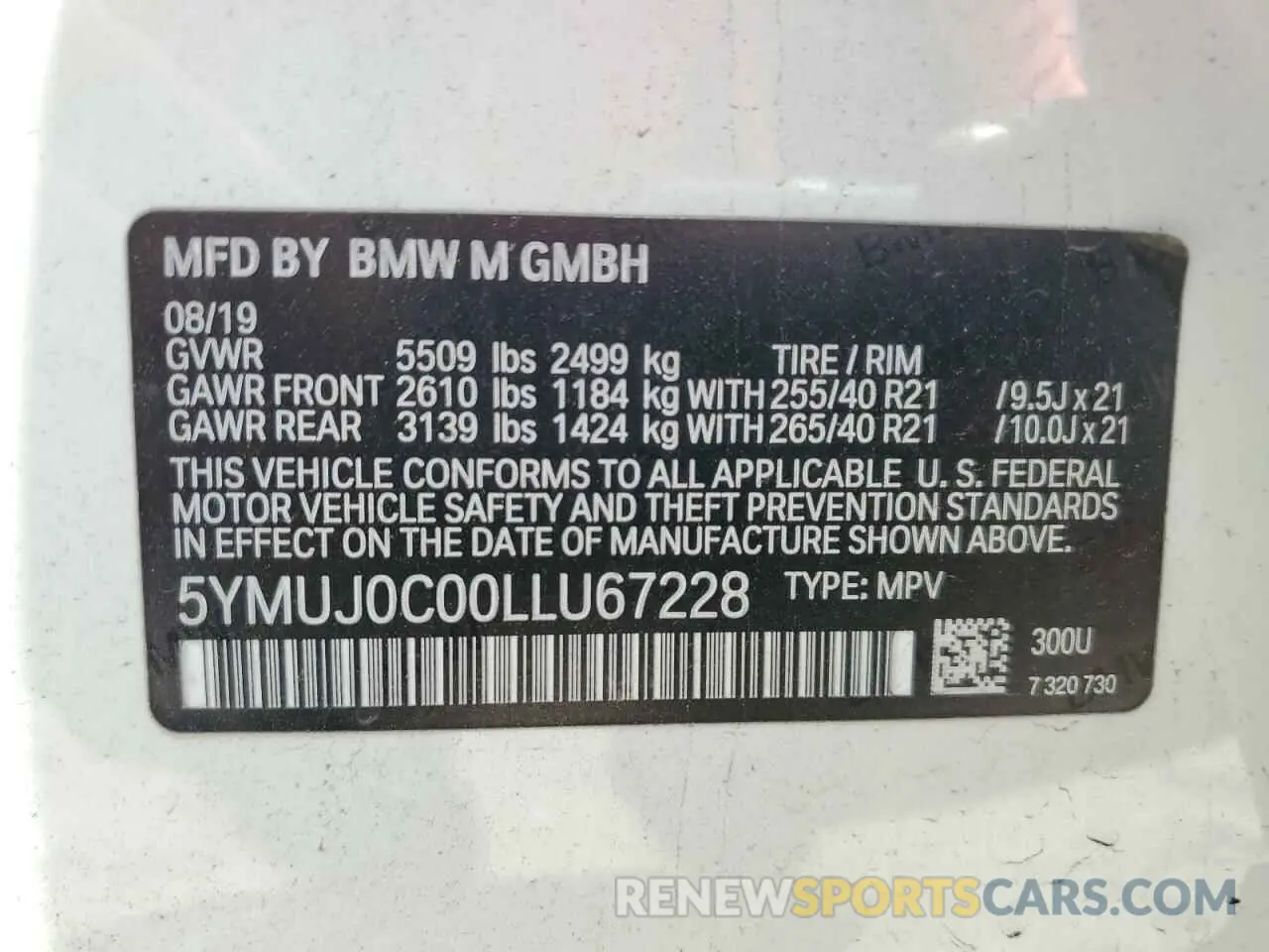 13 Photograph of a damaged car 5YMUJ0C00LLU67228 BMW X4 2020