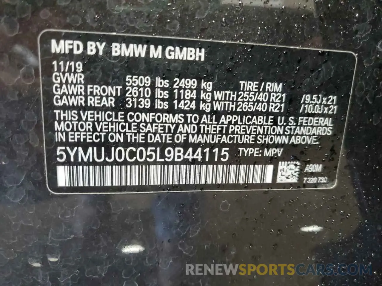 13 Photograph of a damaged car 5YMUJ0C05L9B44115 BMW X4 2020
