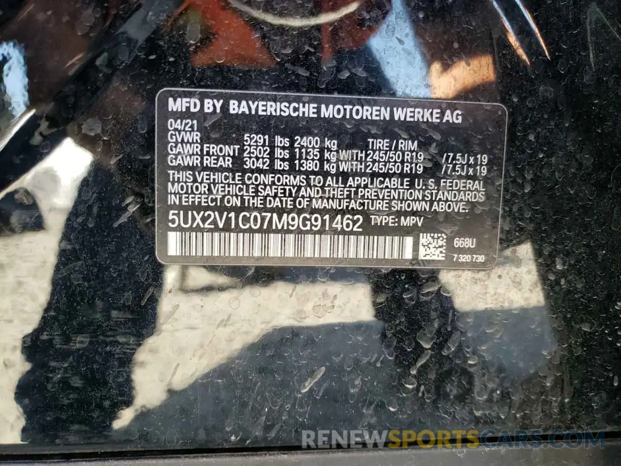 15 Photograph of a damaged car 5UX2V1C07M9G91462 BMW X4 2021