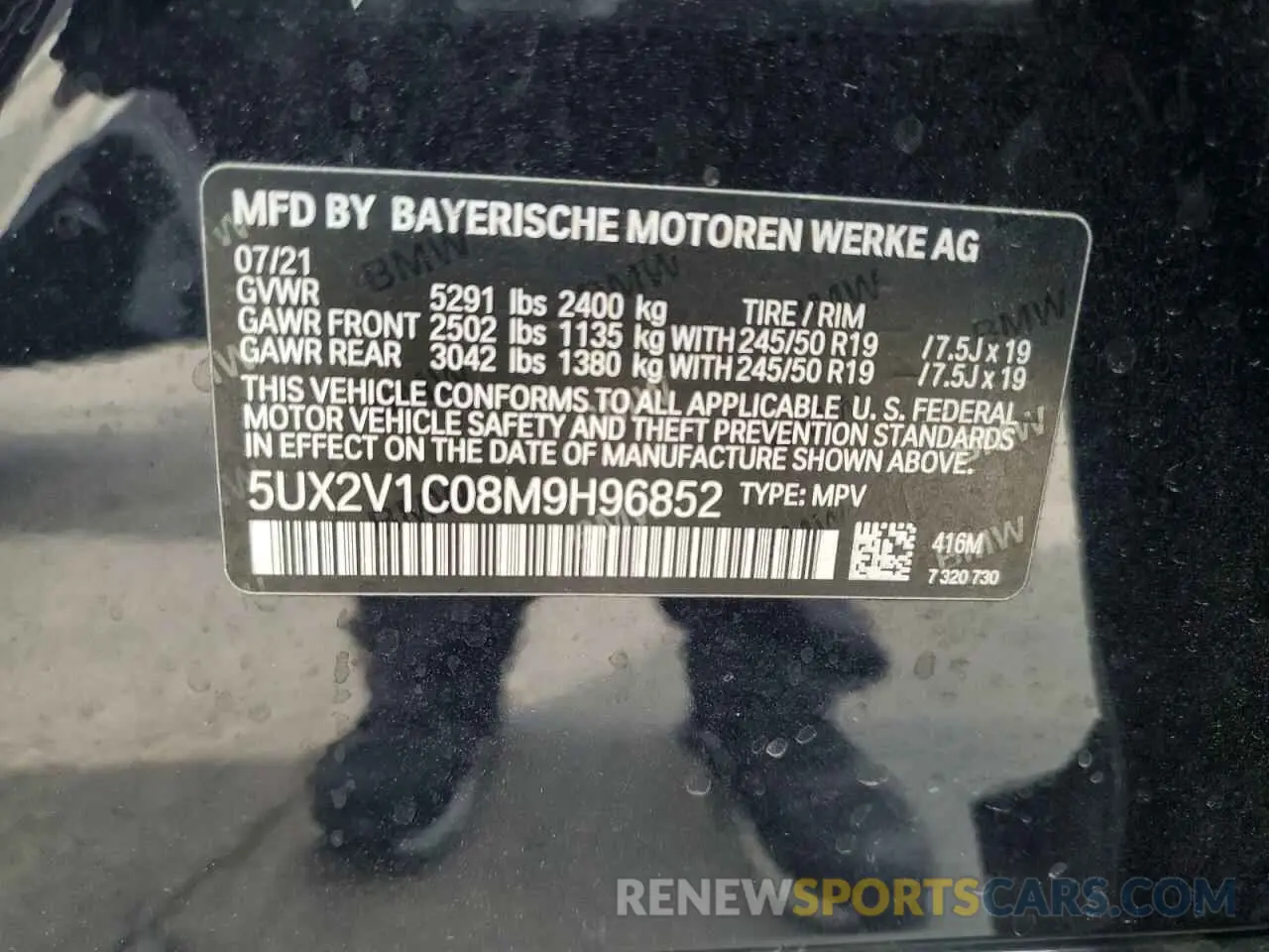 13 Photograph of a damaged car 5UX2V1C08M9H96852 BMW X4 2021