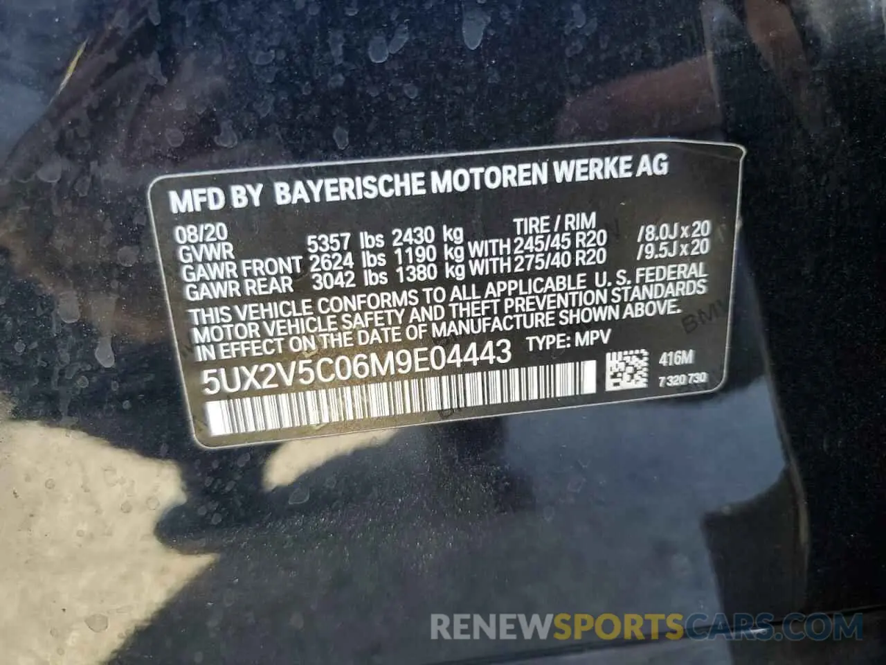 13 Photograph of a damaged car 5UX2V5C06M9E04443 BMW X4 2021