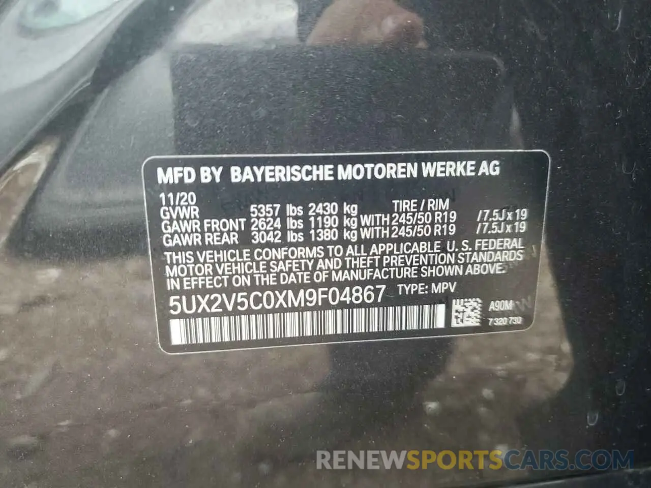 13 Photograph of a damaged car 5UX2V5C0XM9F04867 BMW X4 2021