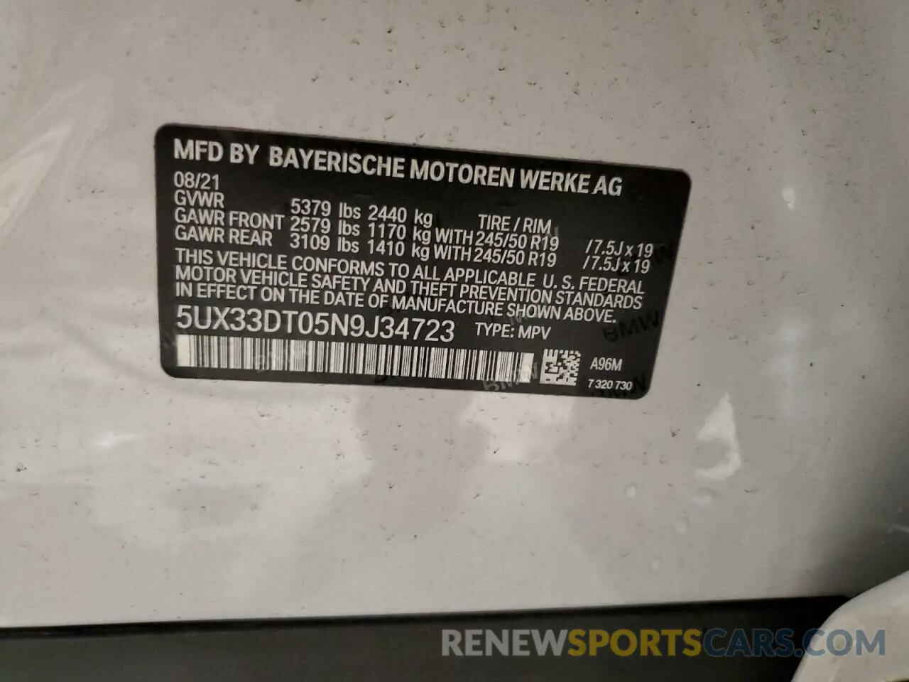13 Photograph of a damaged car 5UX33DT05N9J34723 BMW X4 2022