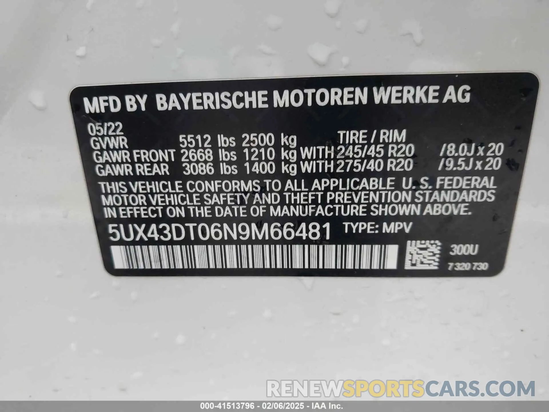 9 Photograph of a damaged car 5UX43DT06N9M66481 BMW X4 2022