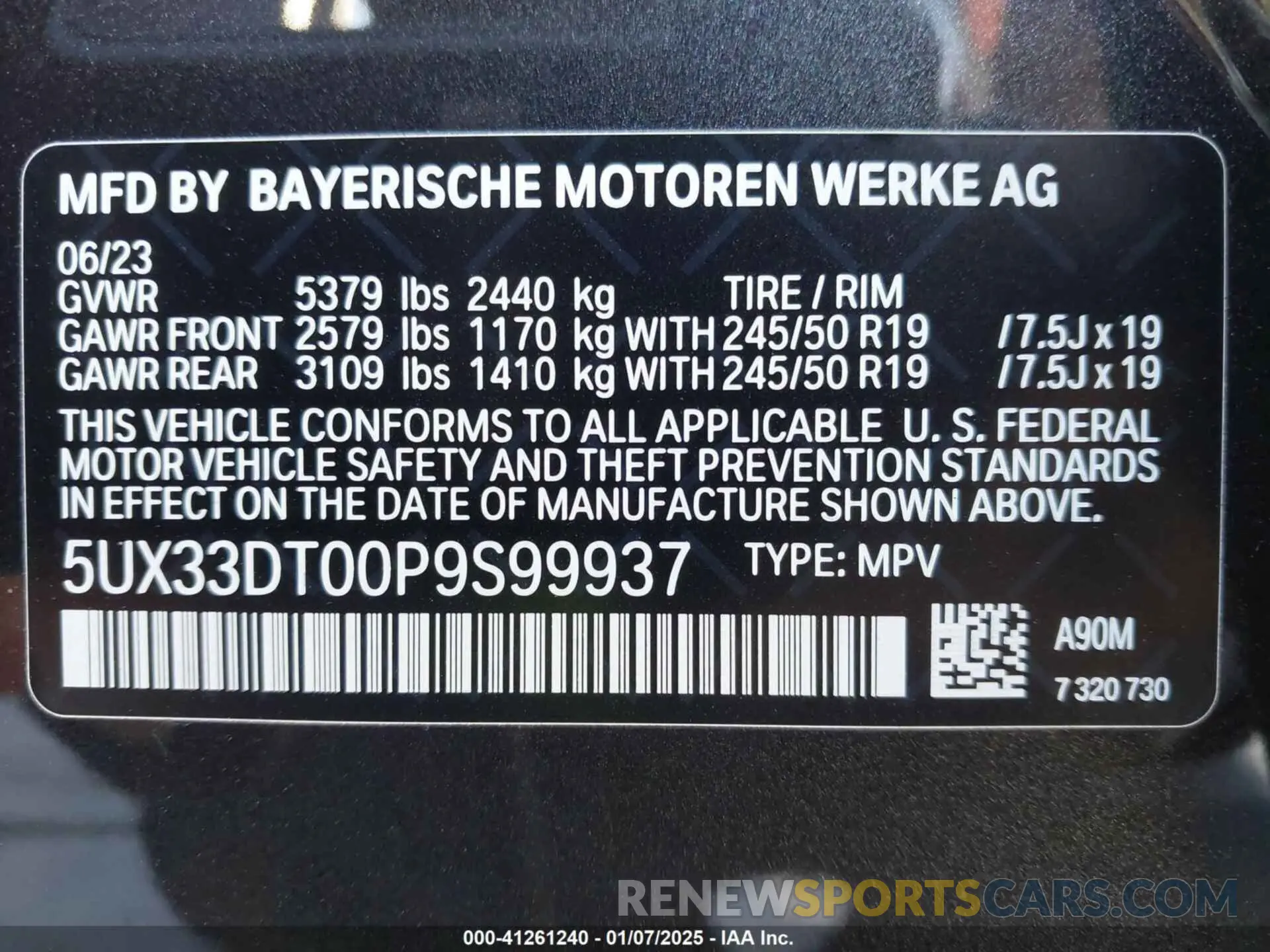 9 Photograph of a damaged car 5UX33DT00P9S99937 BMW X4 2023