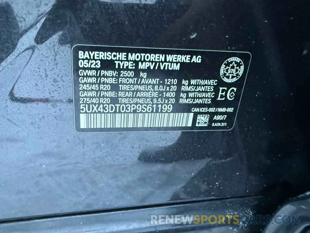13 Photograph of a damaged car 5UX43DT03P9S61199 BMW X4 2023