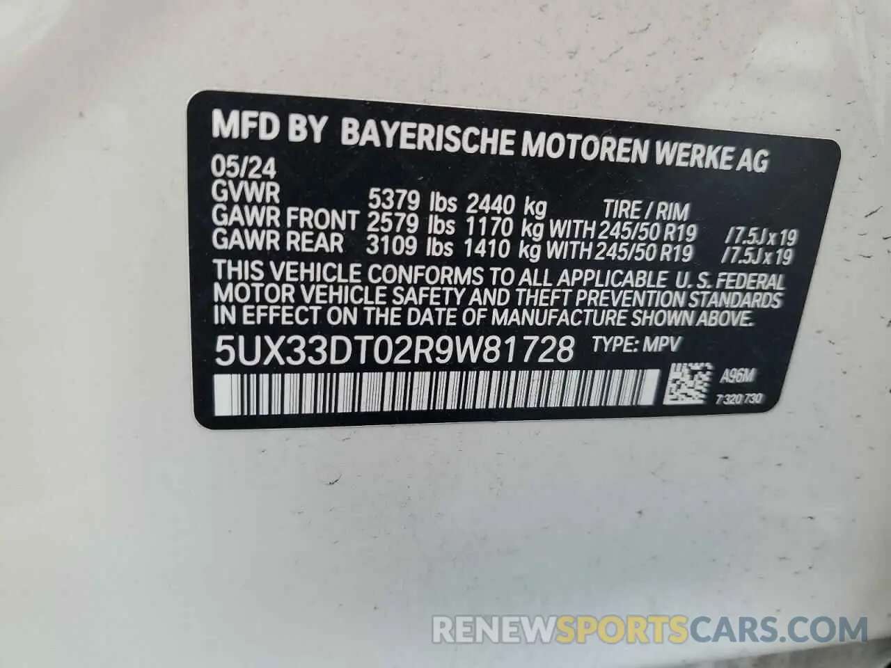 13 Photograph of a damaged car 5UX33DT02R9W81728 BMW X4 2024