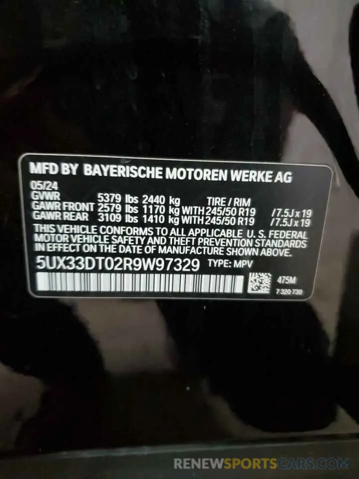 13 Photograph of a damaged car 5UX33DT02R9W97329 BMW X4 2024
