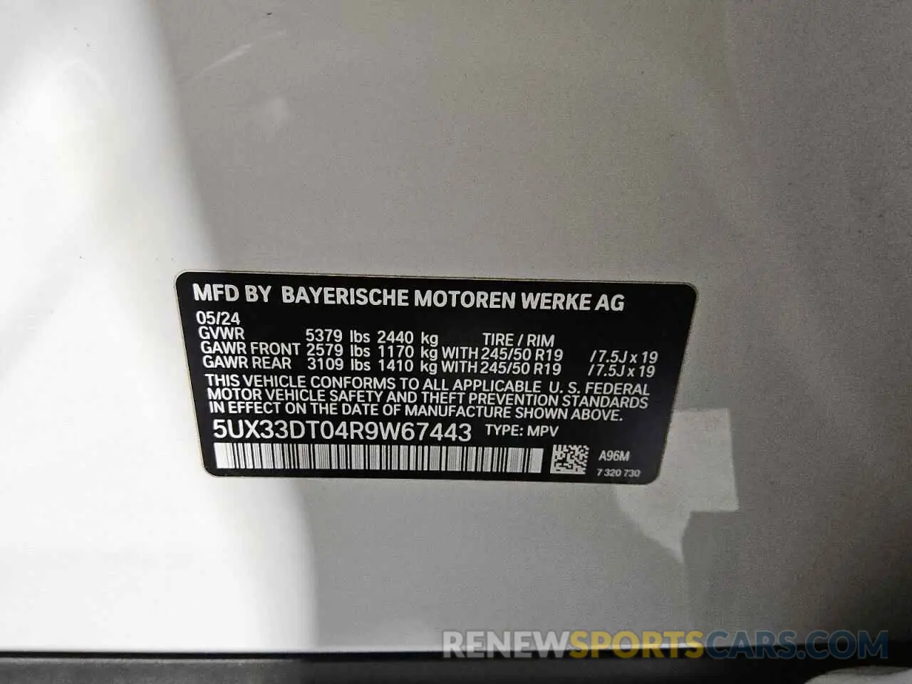 13 Photograph of a damaged car 5UX33DT04R9W67443 BMW X4 2024