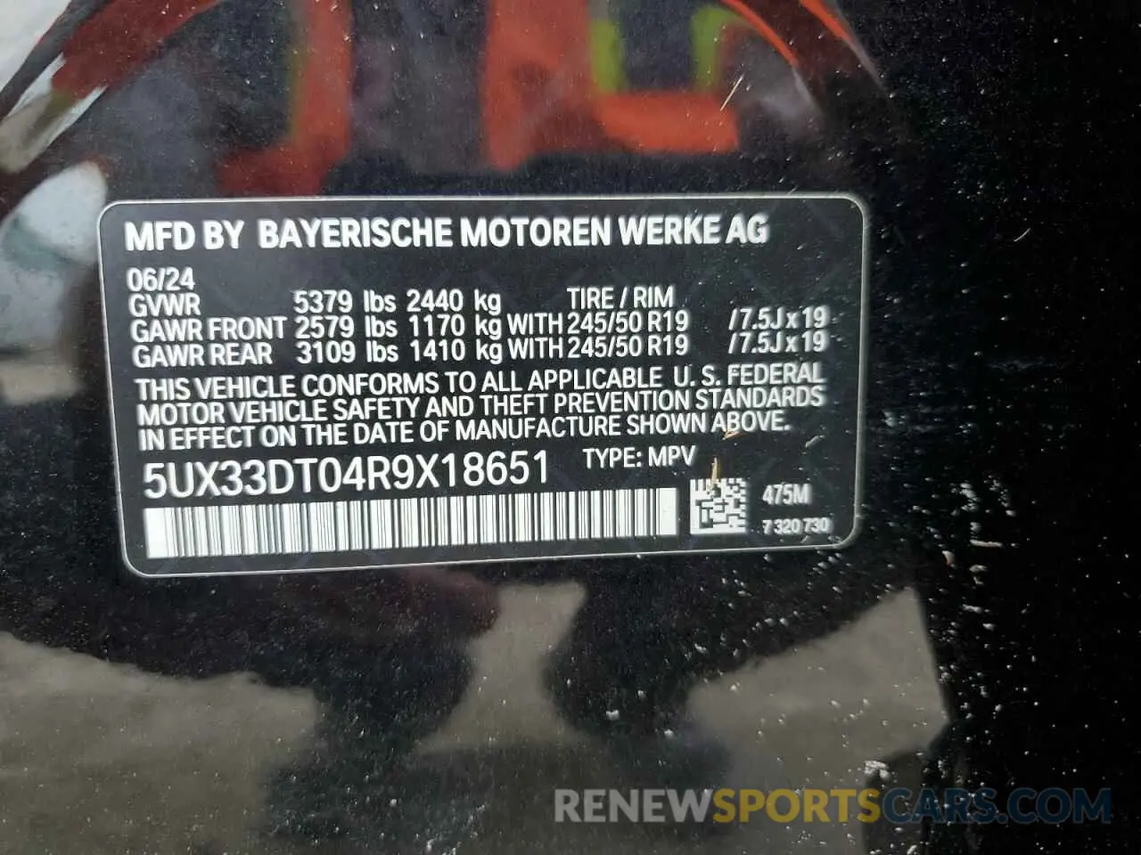 14 Photograph of a damaged car 5UX33DT04R9X18651 BMW X4 2024