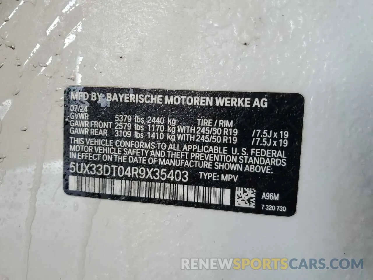 14 Photograph of a damaged car 5UX33DT04R9X35403 BMW X4 2024