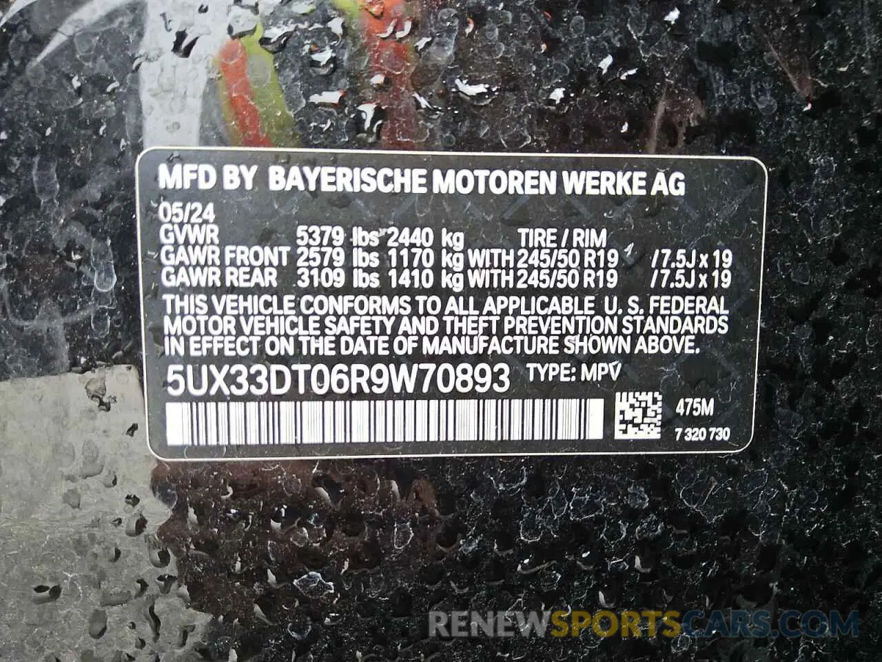 12 Photograph of a damaged car 5UX33DT06R9W70893 BMW X4 2024