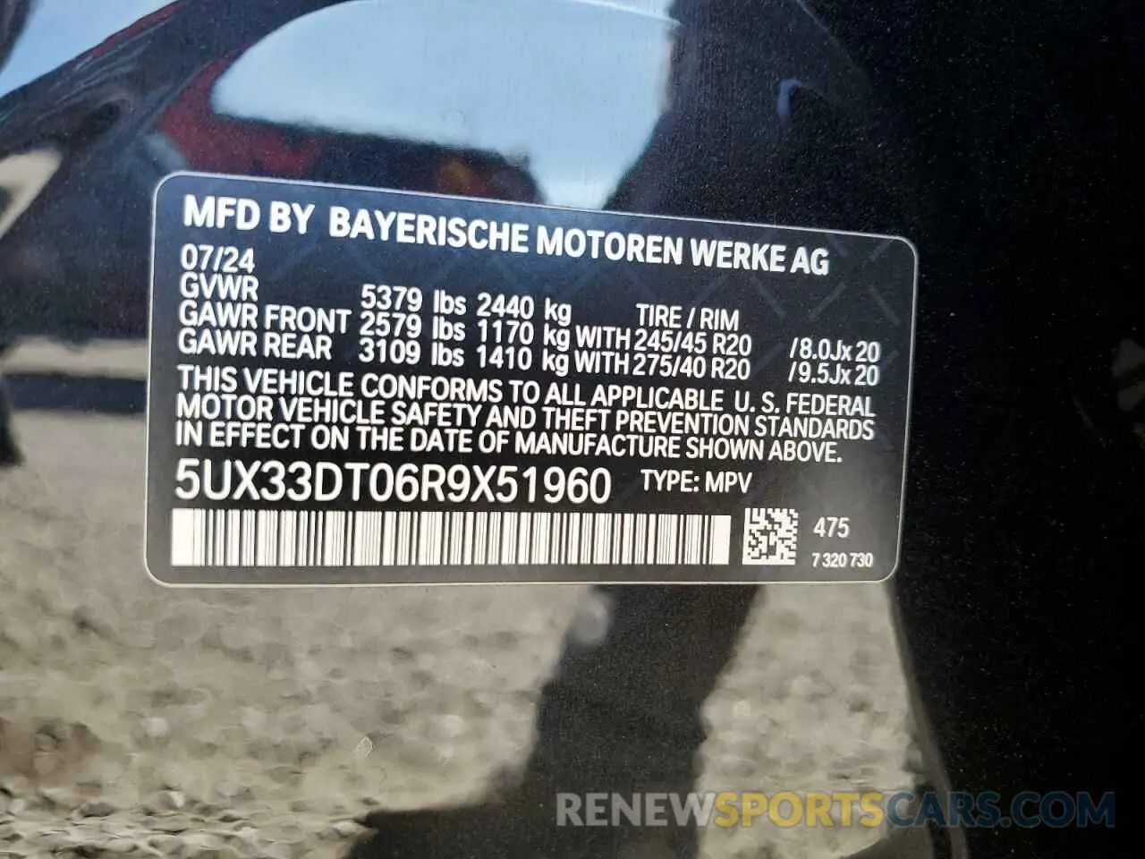 12 Photograph of a damaged car 5UX33DT06R9X51960 BMW X4 2024