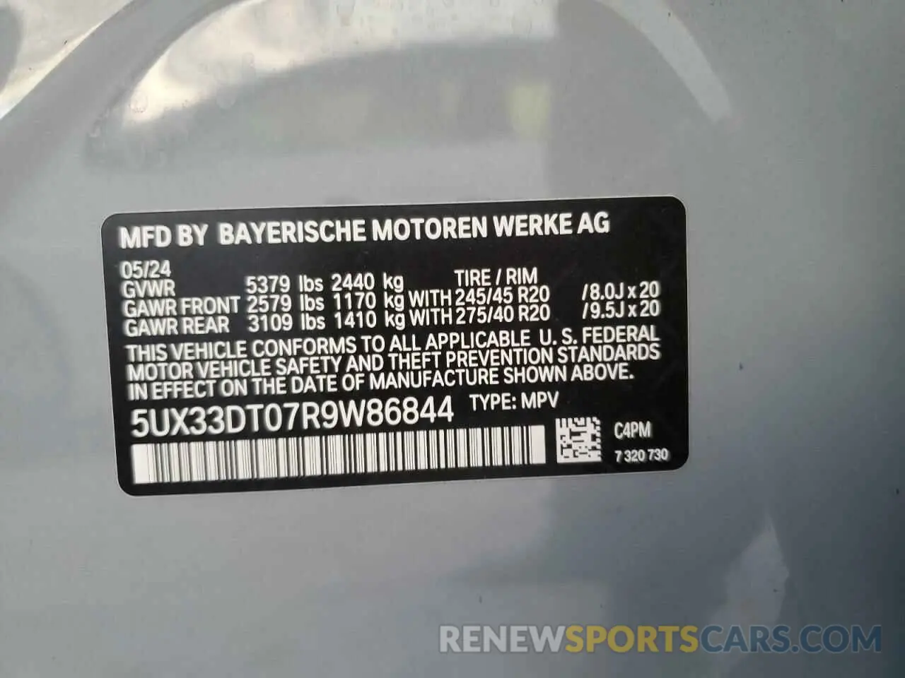 14 Photograph of a damaged car 5UX33DT07R9W86844 BMW X4 2024