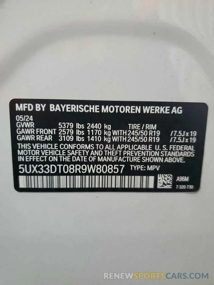14 Photograph of a damaged car 5UX33DT08R9W80857 BMW X4 2024