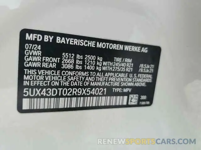 13 Photograph of a damaged car 5UX43DT02R9X54021 BMW X4 2024