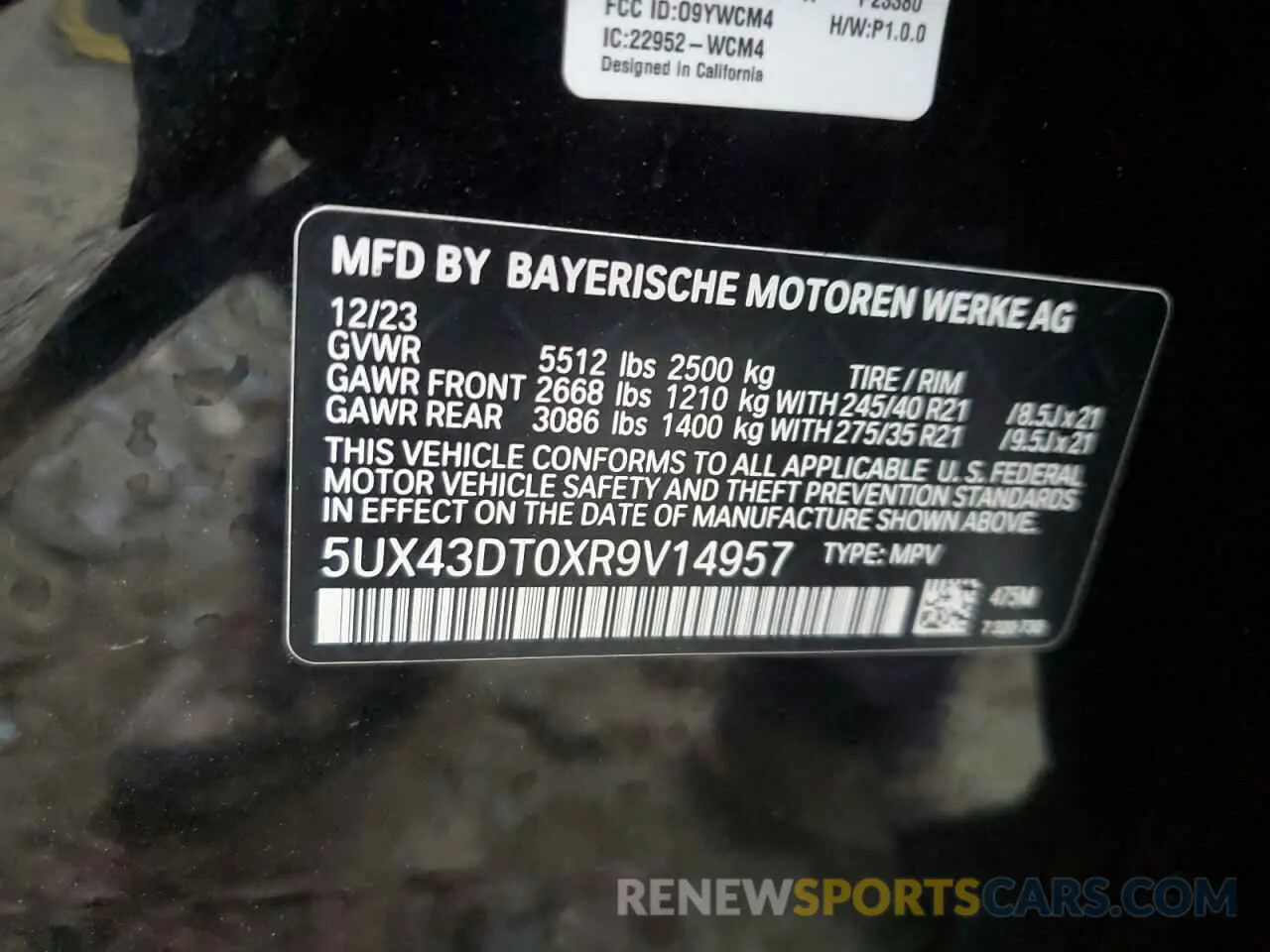 13 Photograph of a damaged car 5UX43DT0XR9V14957 BMW X4 2024