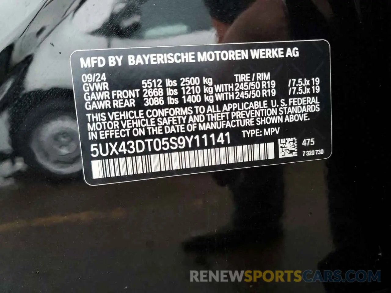 13 Photograph of a damaged car 5UX43DT05S9Y11141 BMW X4 2025