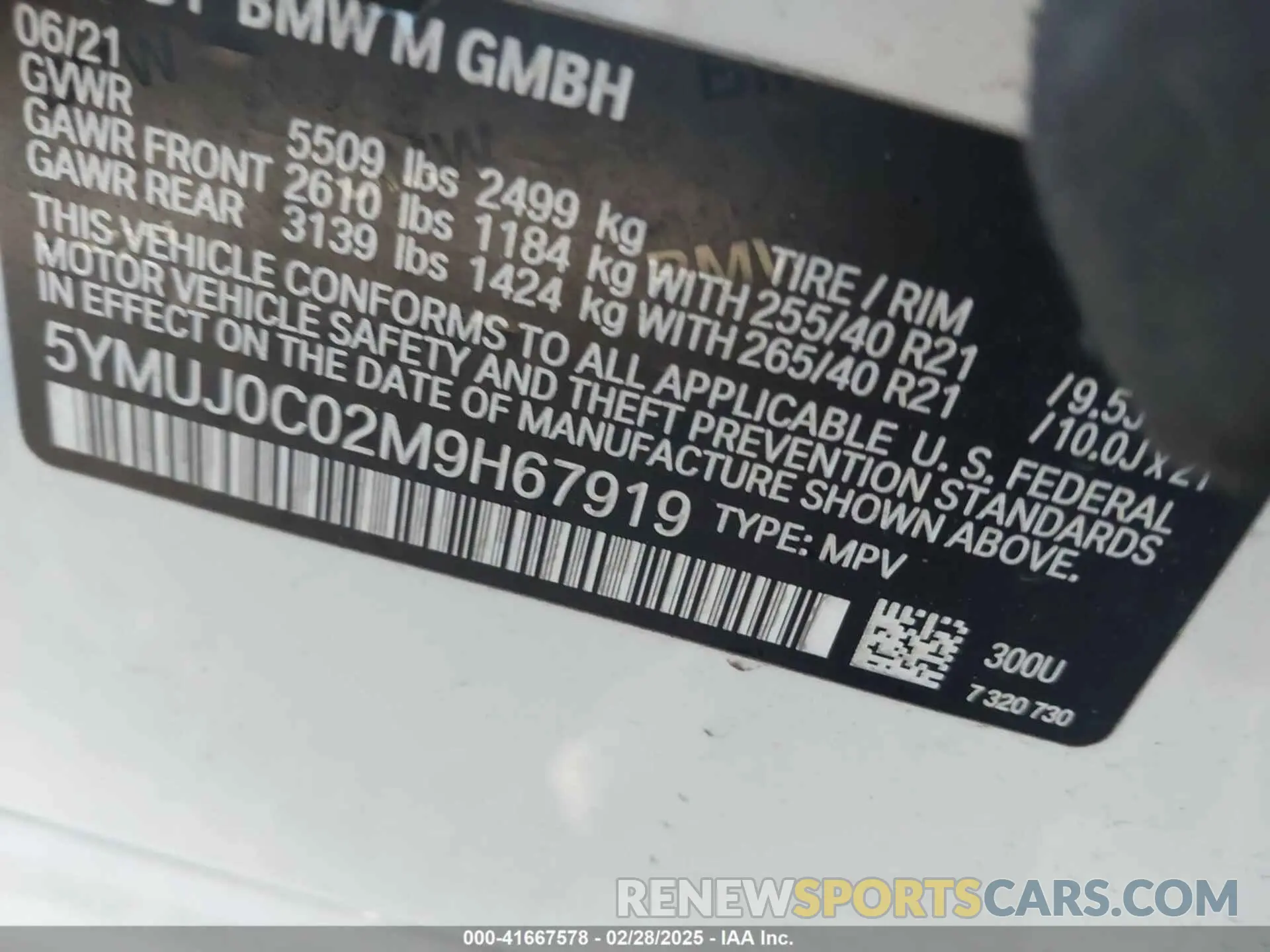 9 Photograph of a damaged car 5YMUJ0C02M9H67919 BMW X4 M 2021