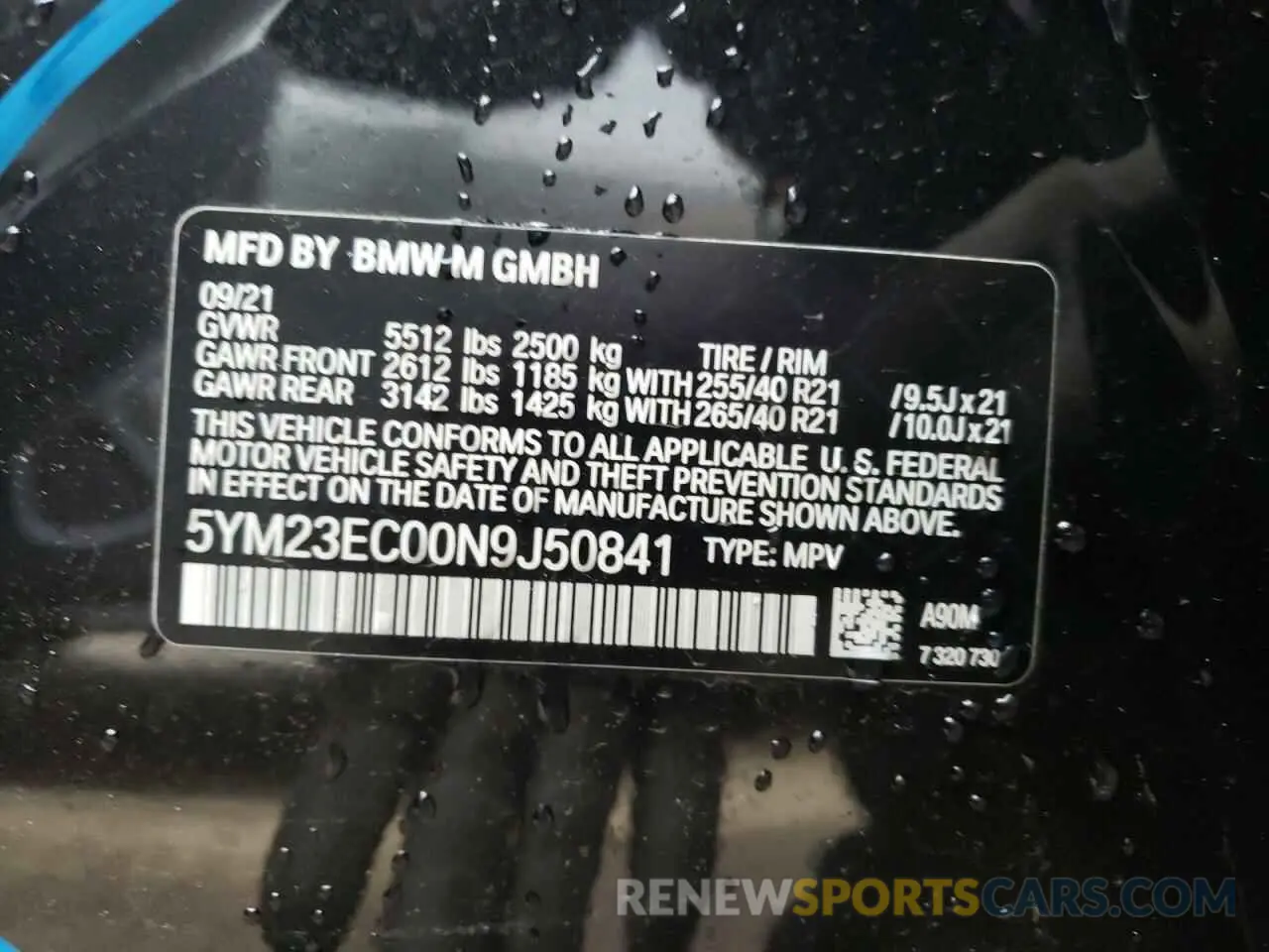 10 Photograph of a damaged car 5YM23EC00N9J50841 BMW X4 M 2022