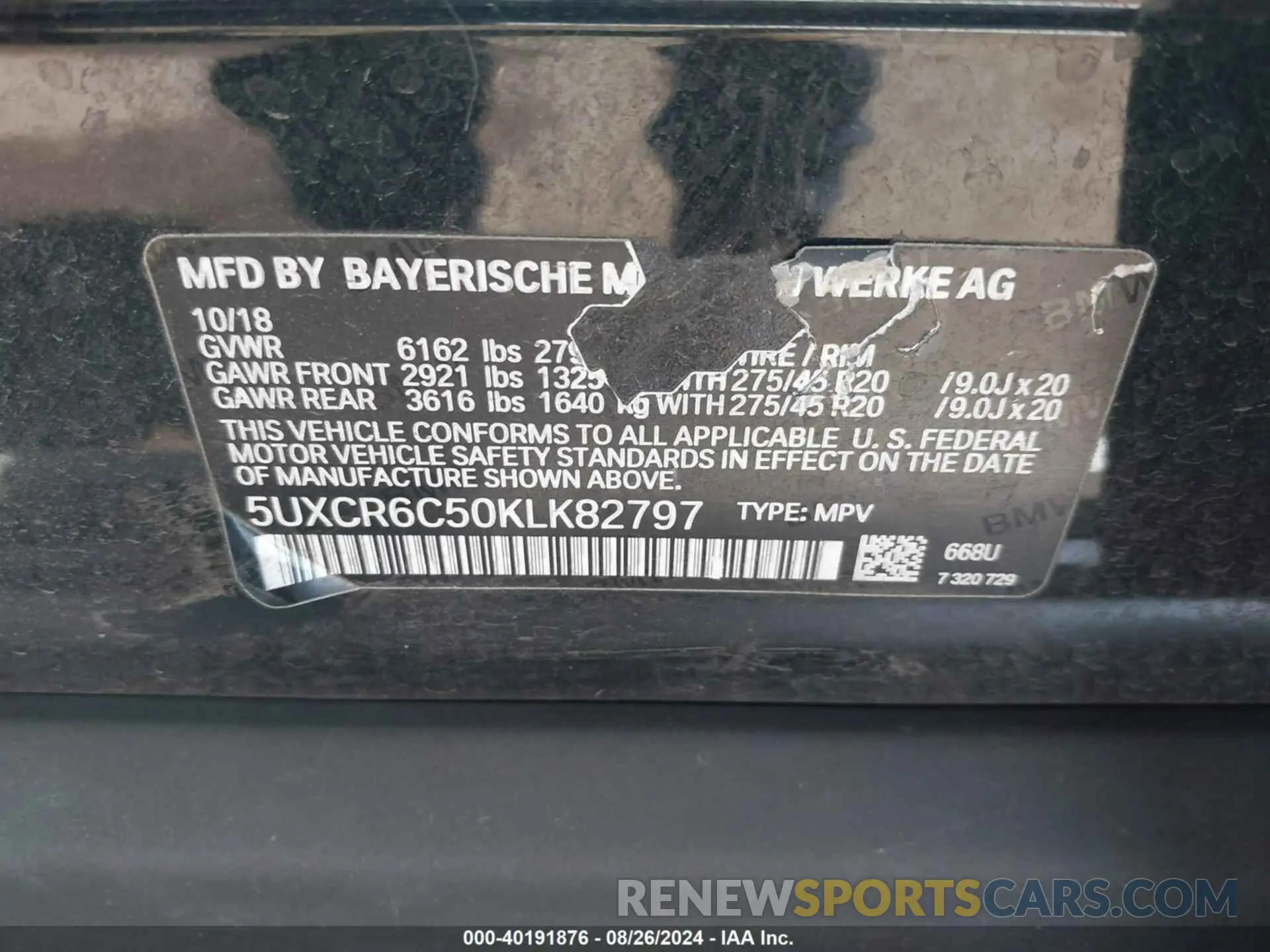 9 Photograph of a damaged car 5UXCR6C50KLK82797 BMW X5 2019