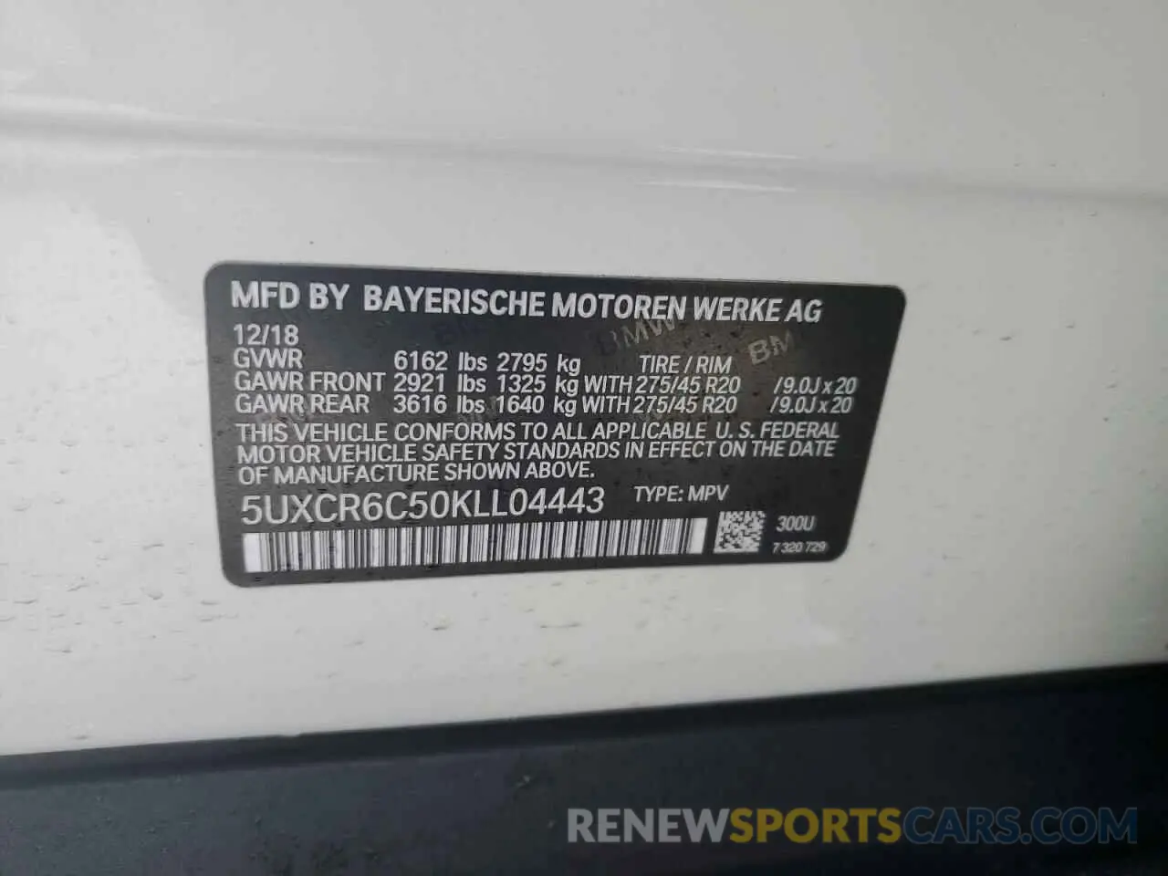 12 Photograph of a damaged car 5UXCR6C50KLL04443 BMW X5 2019