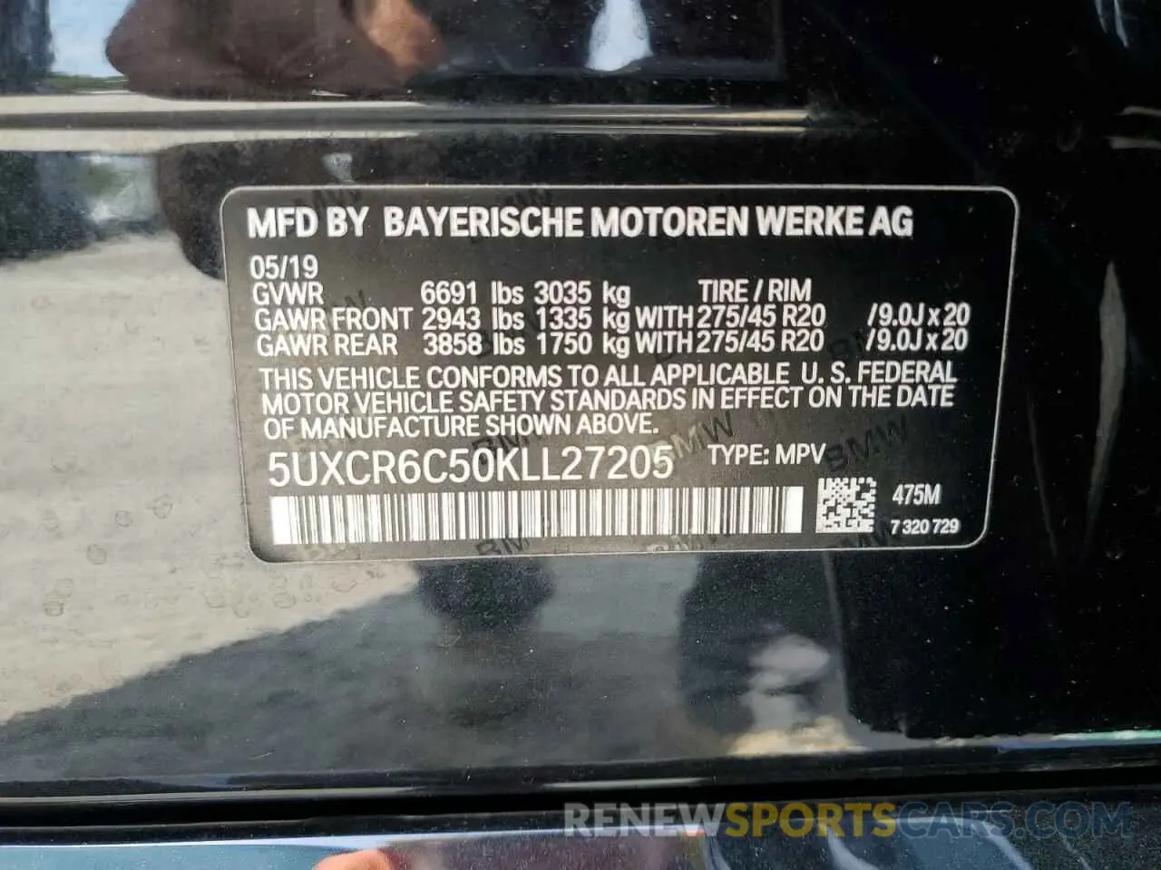 13 Photograph of a damaged car 5UXCR6C50KLL27205 BMW X5 2019