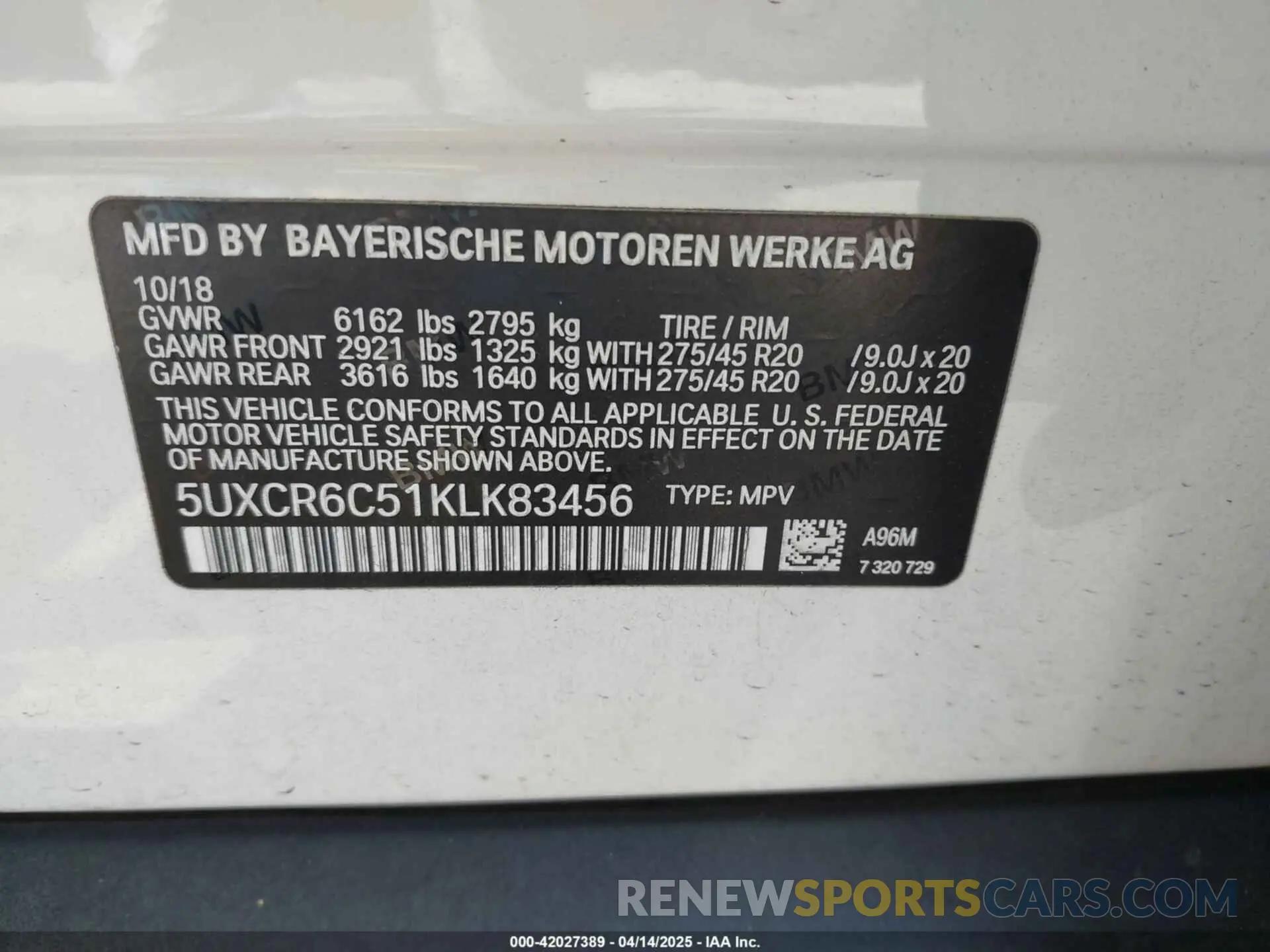 9 Photograph of a damaged car 5UXCR6C51KLK83456 BMW X5 2019