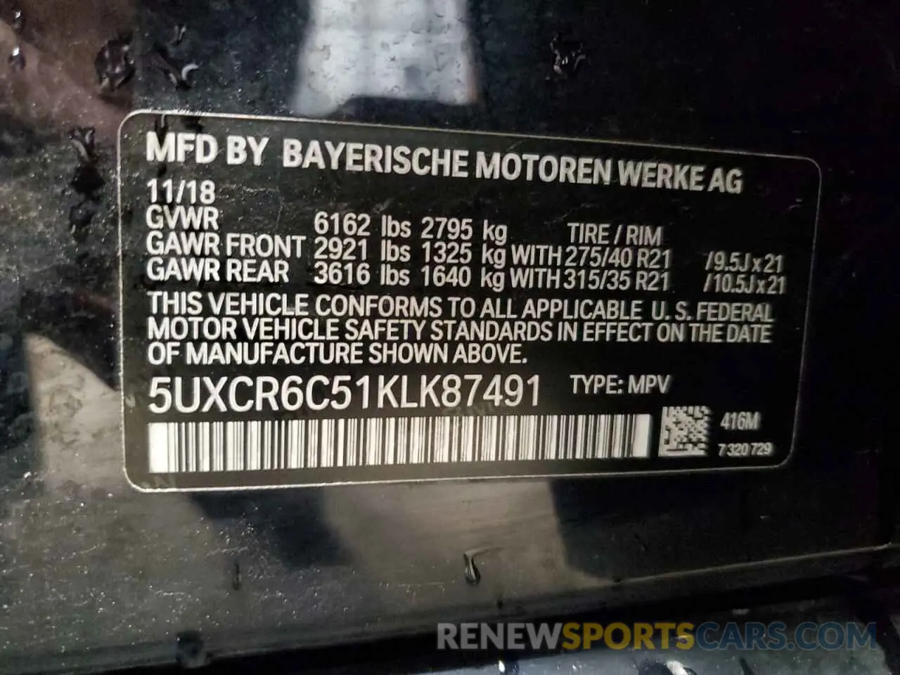 13 Photograph of a damaged car 5UXCR6C51KLK87491 BMW X5 2019