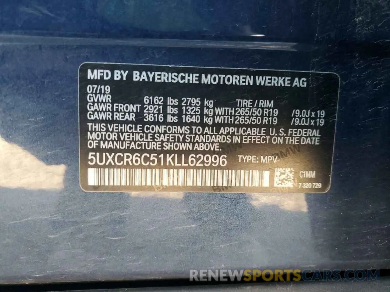 13 Photograph of a damaged car 5UXCR6C51KLL62996 BMW X5 2019