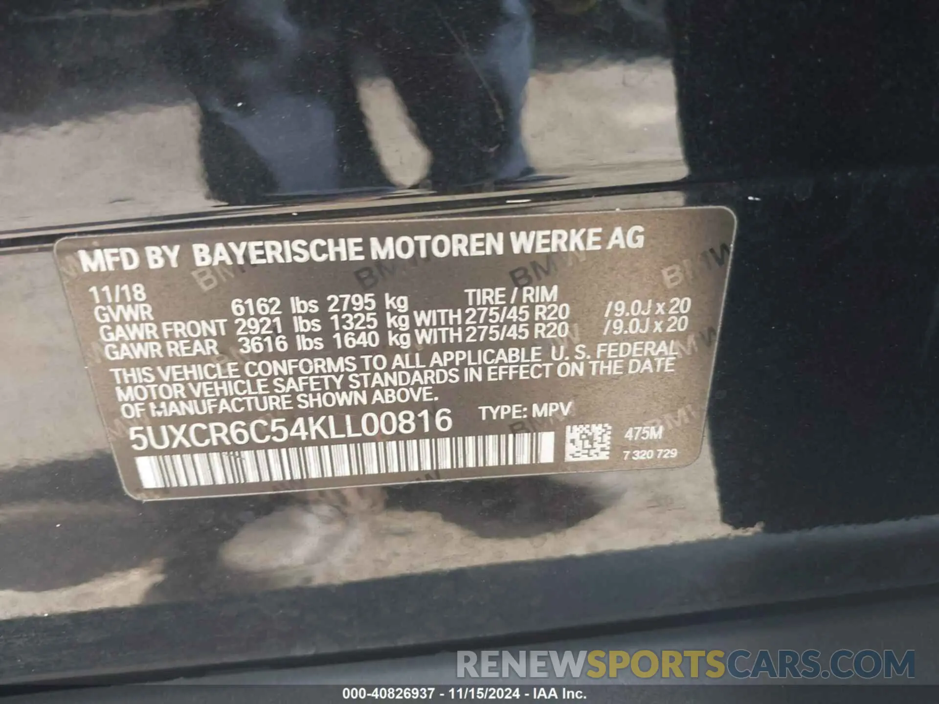 9 Photograph of a damaged car 5UXCR6C54KLL00816 BMW X5 2019