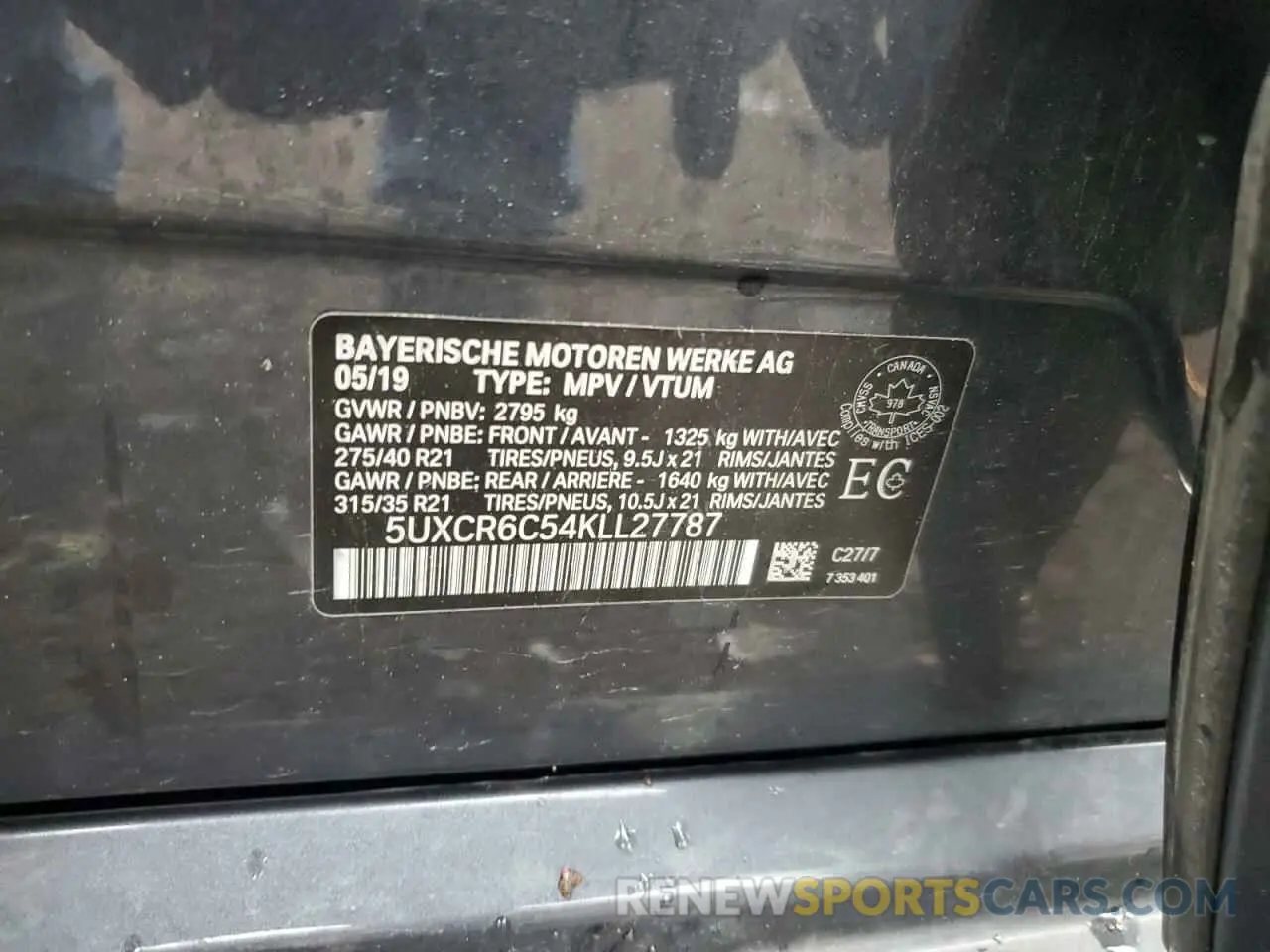 14 Photograph of a damaged car 5UXCR6C54KLL27787 BMW X5 2019