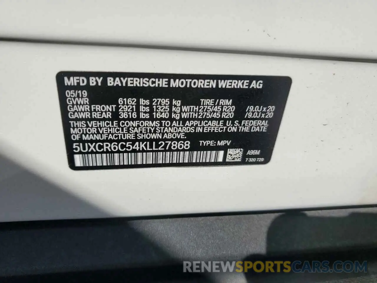 12 Photograph of a damaged car 5UXCR6C54KLL27868 BMW X5 2019
