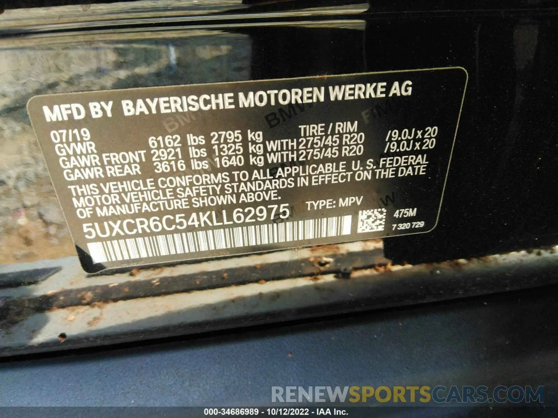 9 Photograph of a damaged car 5UXCR6C54KLL62975 BMW X5 2019