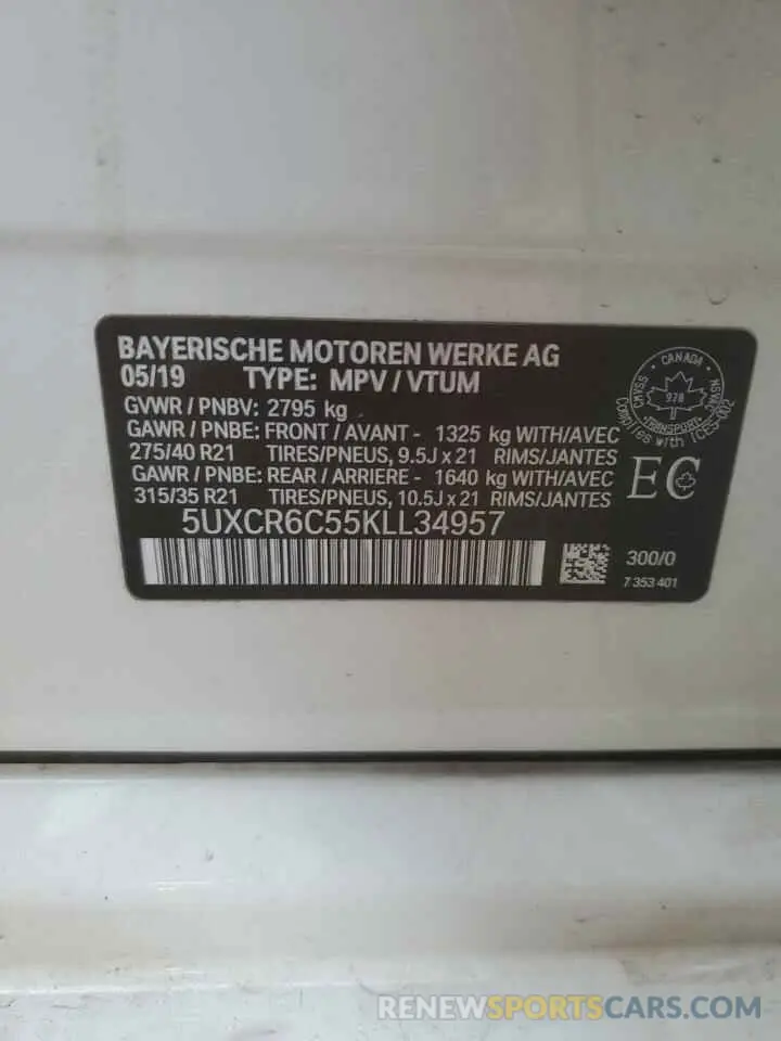 13 Photograph of a damaged car 5UXCR6C55KLL34957 BMW X5 2019