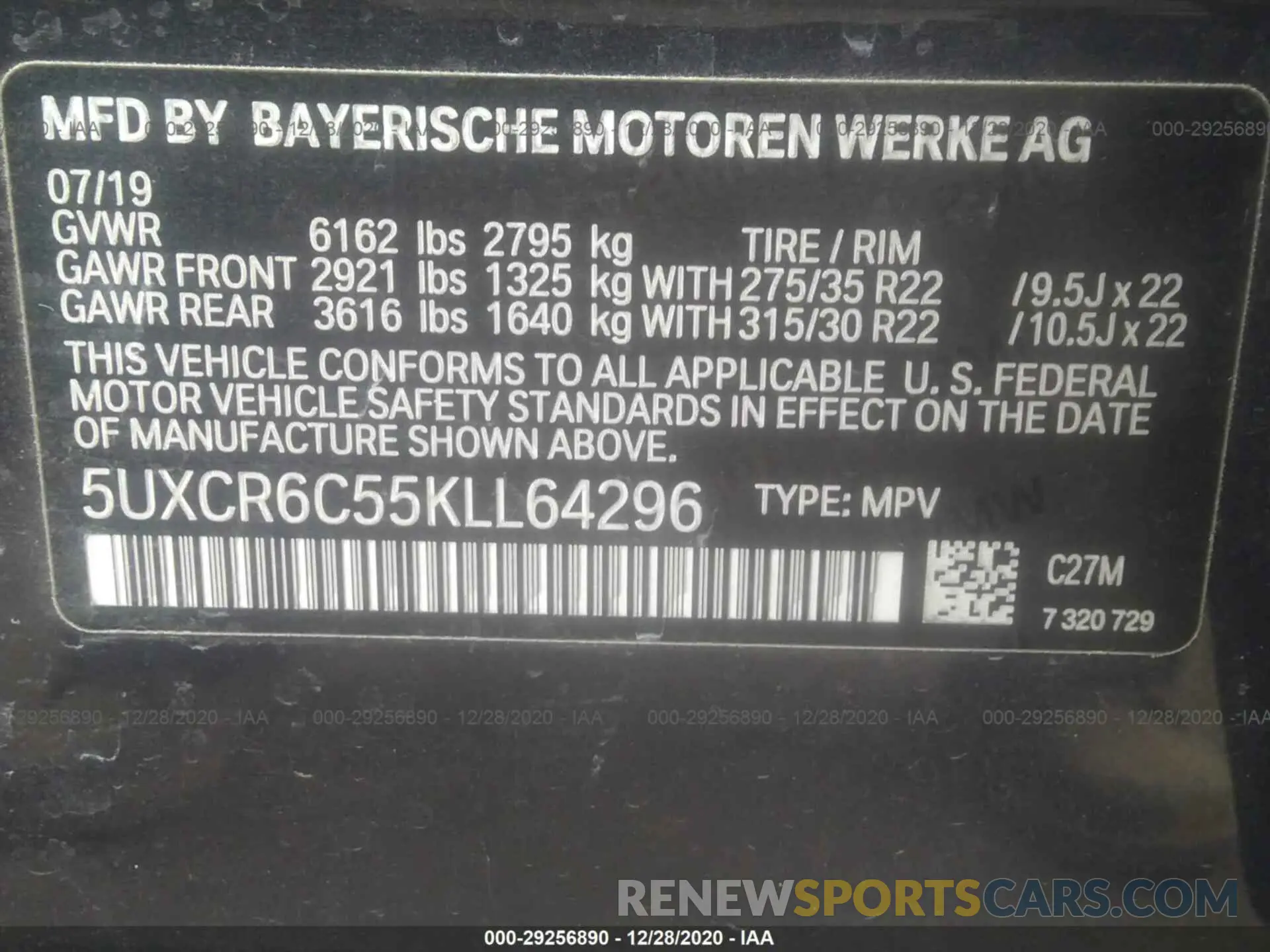 9 Photograph of a damaged car 5UXCR6C55KLL64296 BMW X5 2019