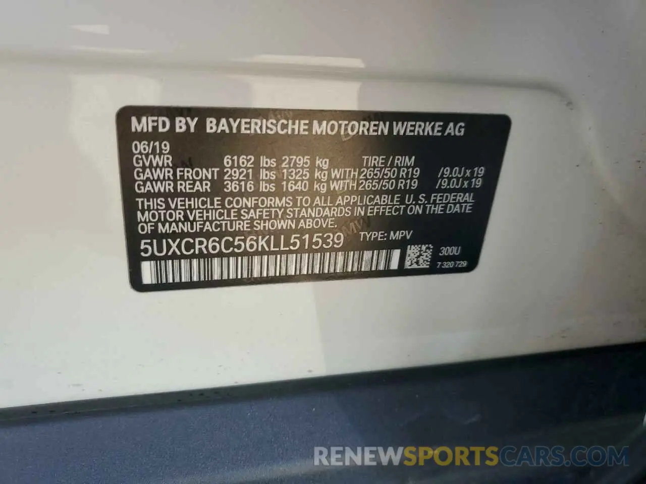13 Photograph of a damaged car 5UXCR6C56KLL51539 BMW X5 2019