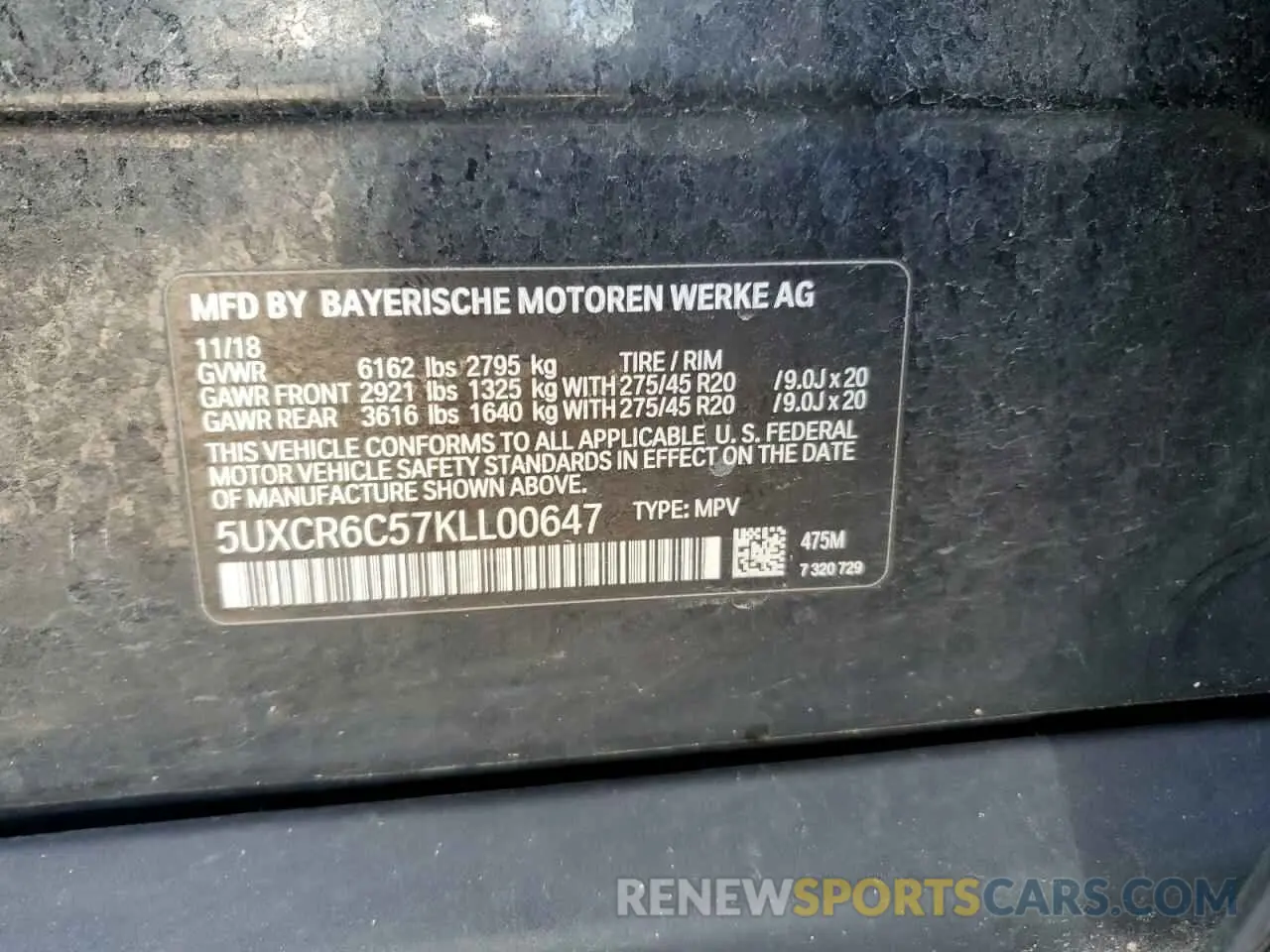 13 Photograph of a damaged car 5UXCR6C57KLL00647 BMW X5 2019