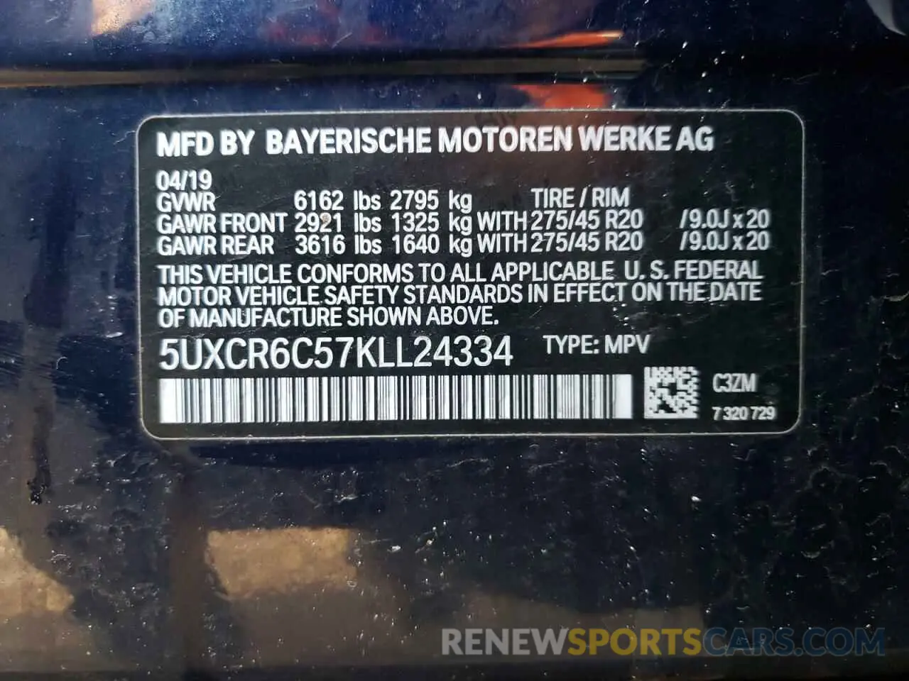 10 Photograph of a damaged car 5UXCR6C57KLL24334 BMW X5 2019