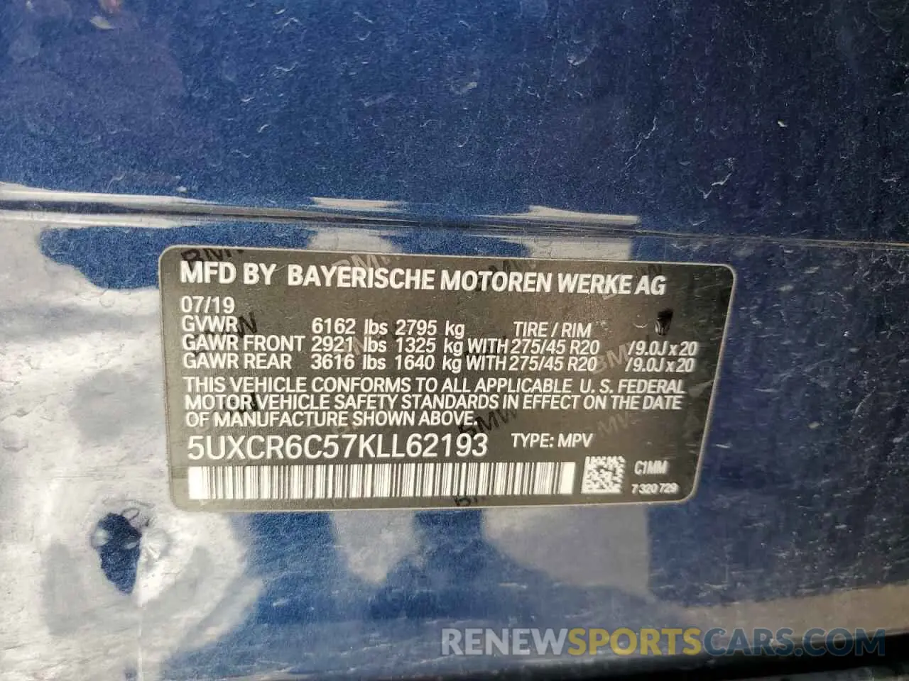14 Photograph of a damaged car 5UXCR6C57KLL62193 BMW X5 2019